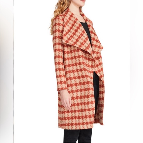 NWT Houndstooth Drape Long Jacket/Coat - Picture 3 of 4